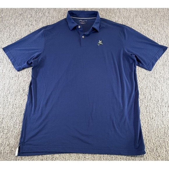 Peter Millar Seaside Golf Polo Men's Large Blue Embroidered Stretch Performance - Picture 2 of 9